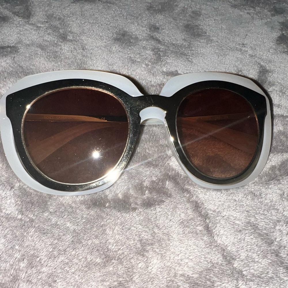 Authentic Dolce and Gabbana D&G Cat Eye Gold White Sunglasses